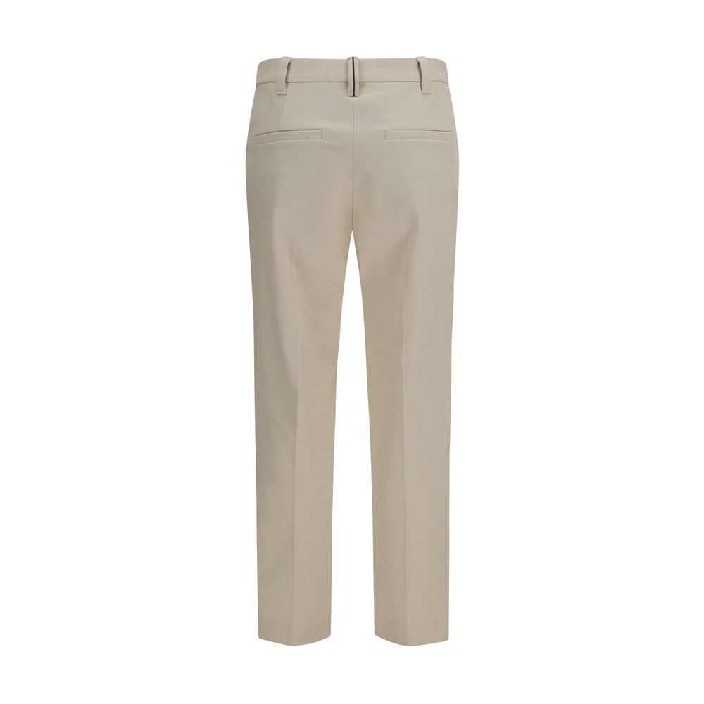 Beige Cotton Dress Pants