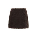 Brown Polyester Mini Skirt
