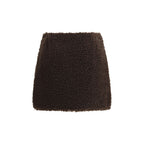 Brown Polyester Mini Skirt