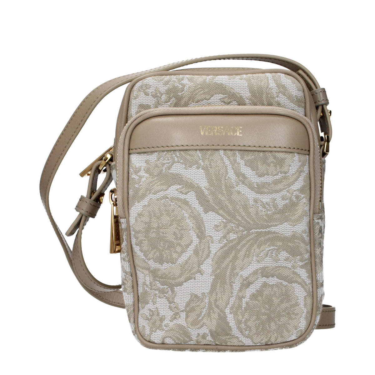 Beige Fabric Crossbody Bag