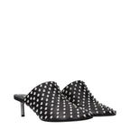 Black Leather Mules