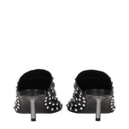 Black Leather Mules