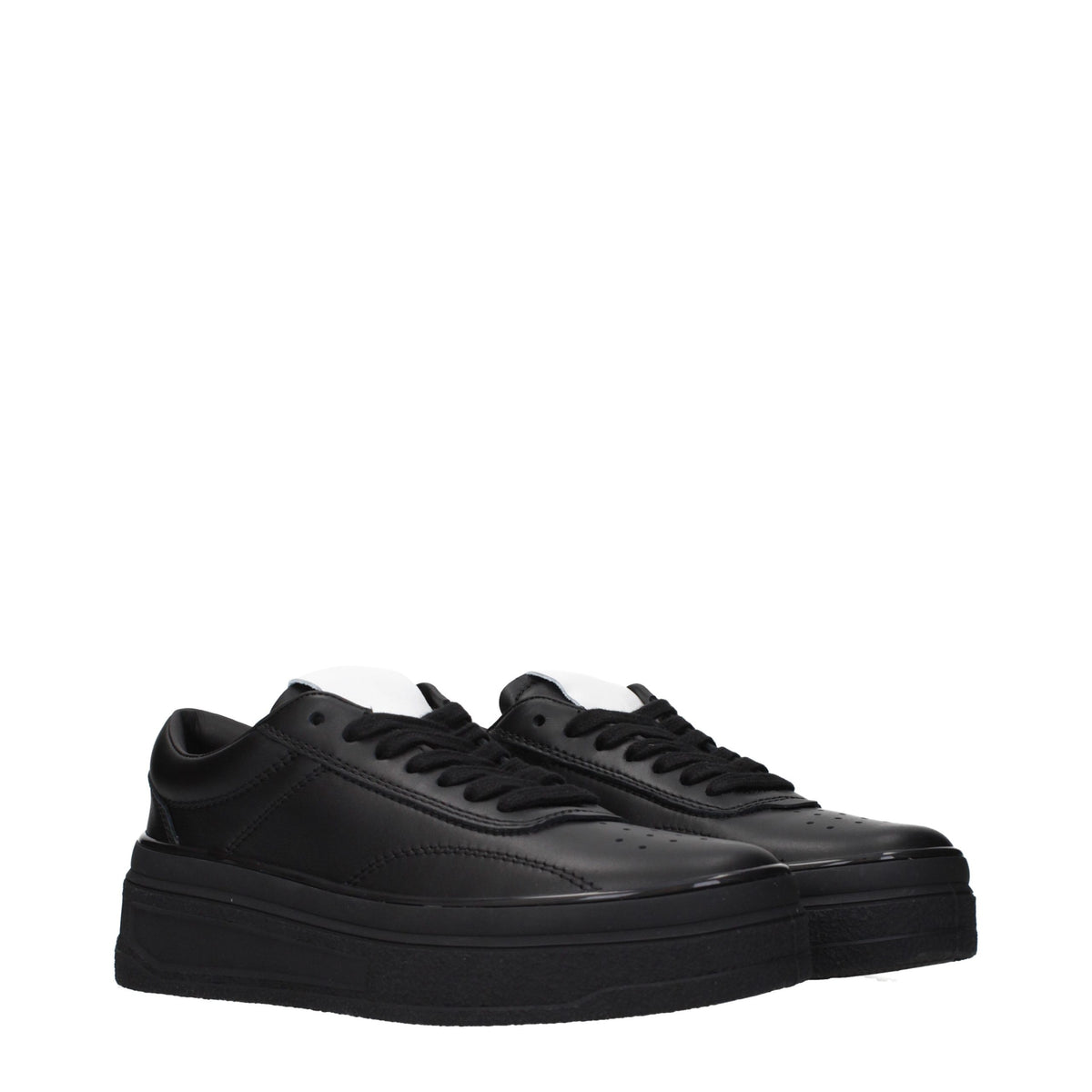 Black Leather Platform Sneakers