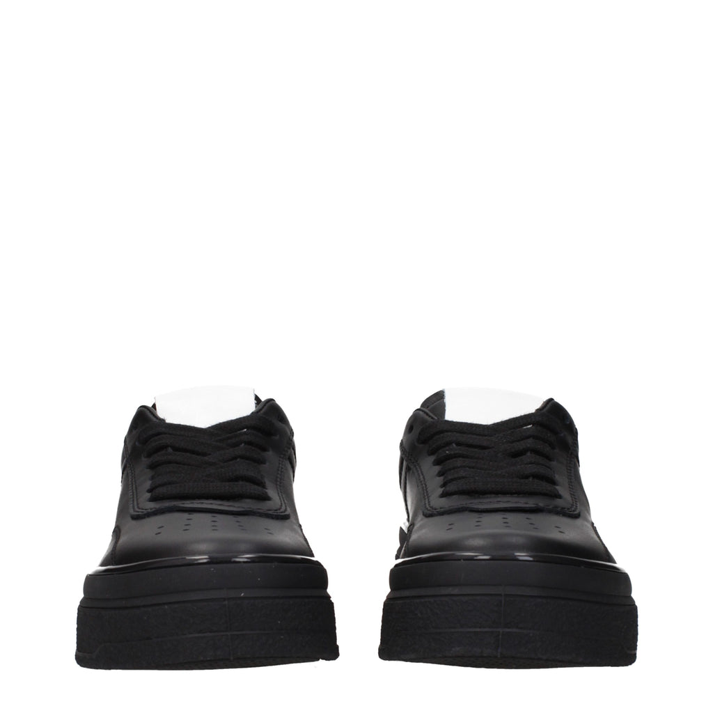 Black Leather Platform Sneakers