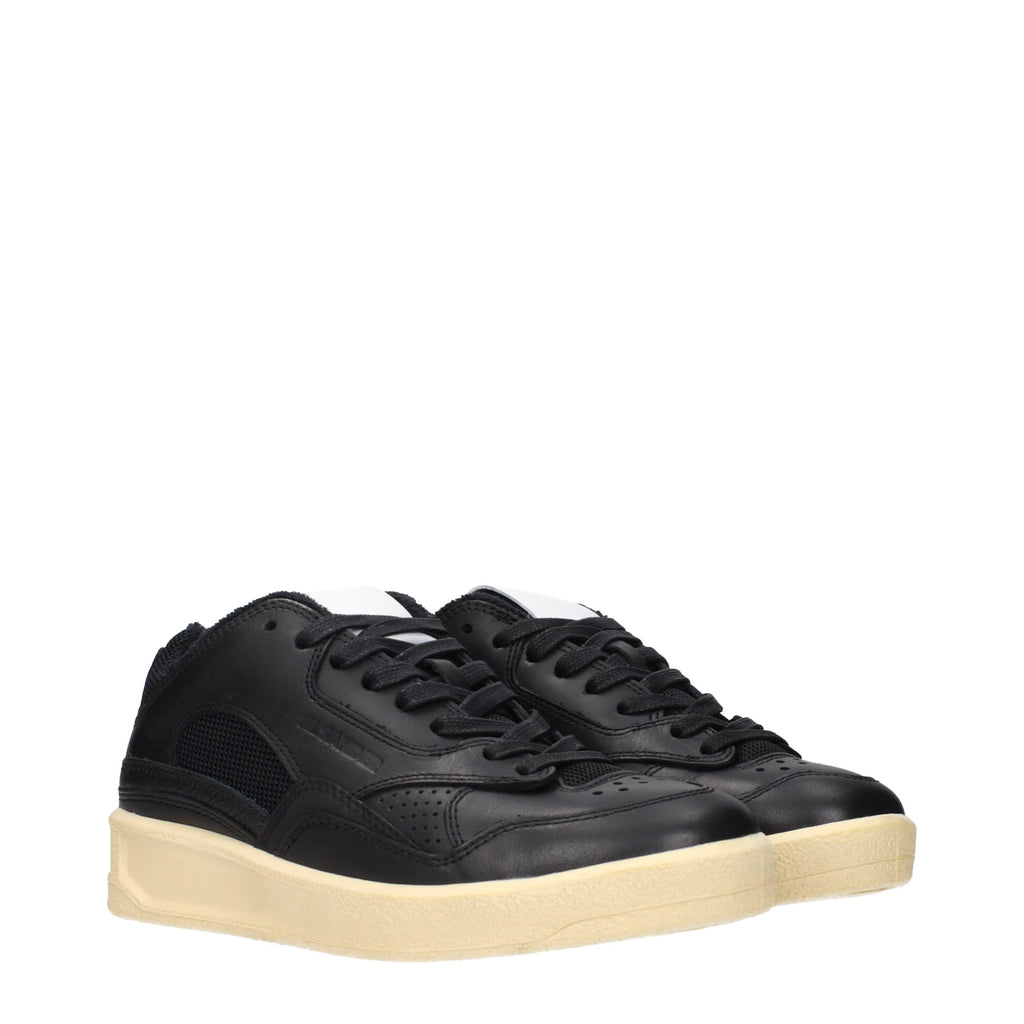 Black Leather Low Top Sneakers