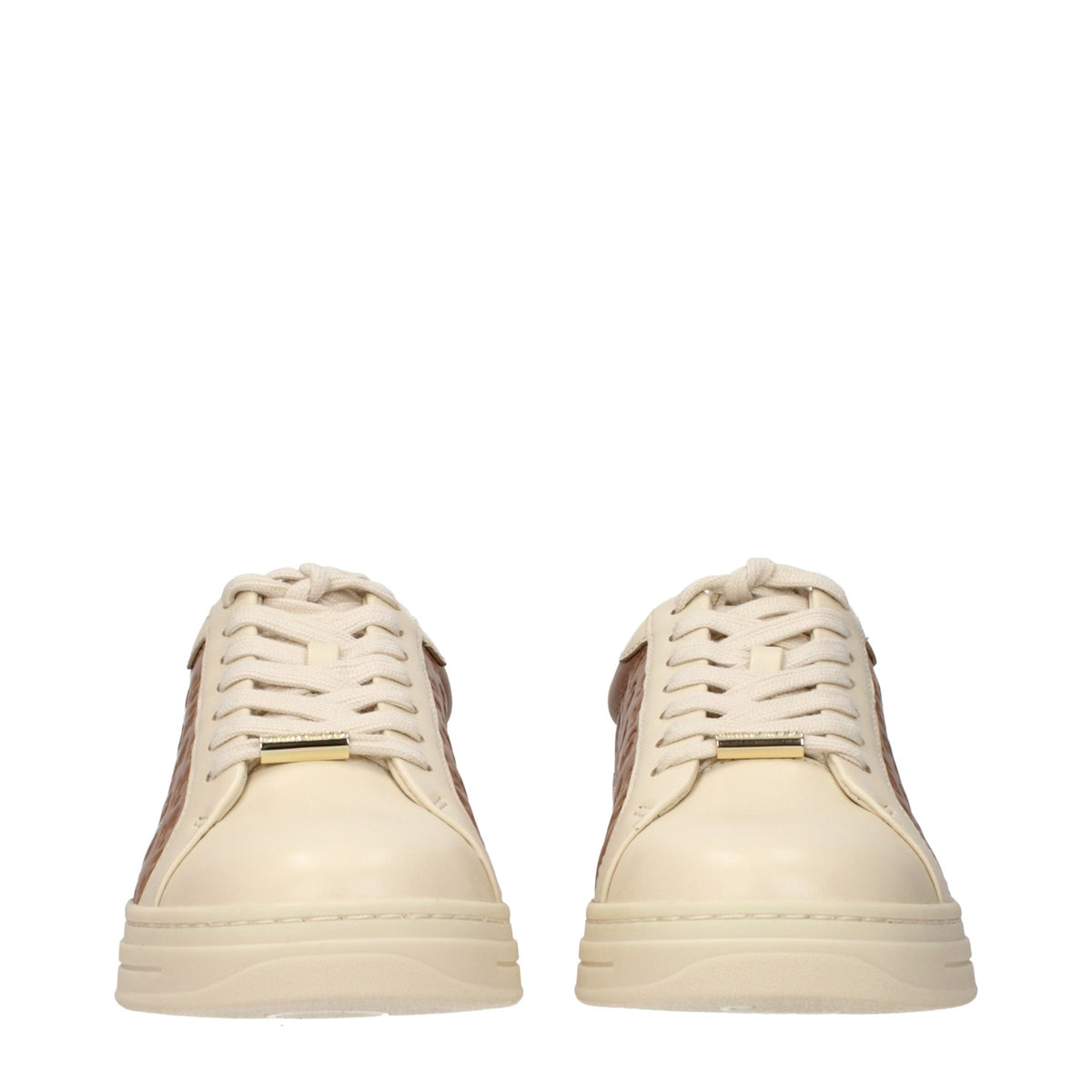 Beige Leather Low Top Sneakers