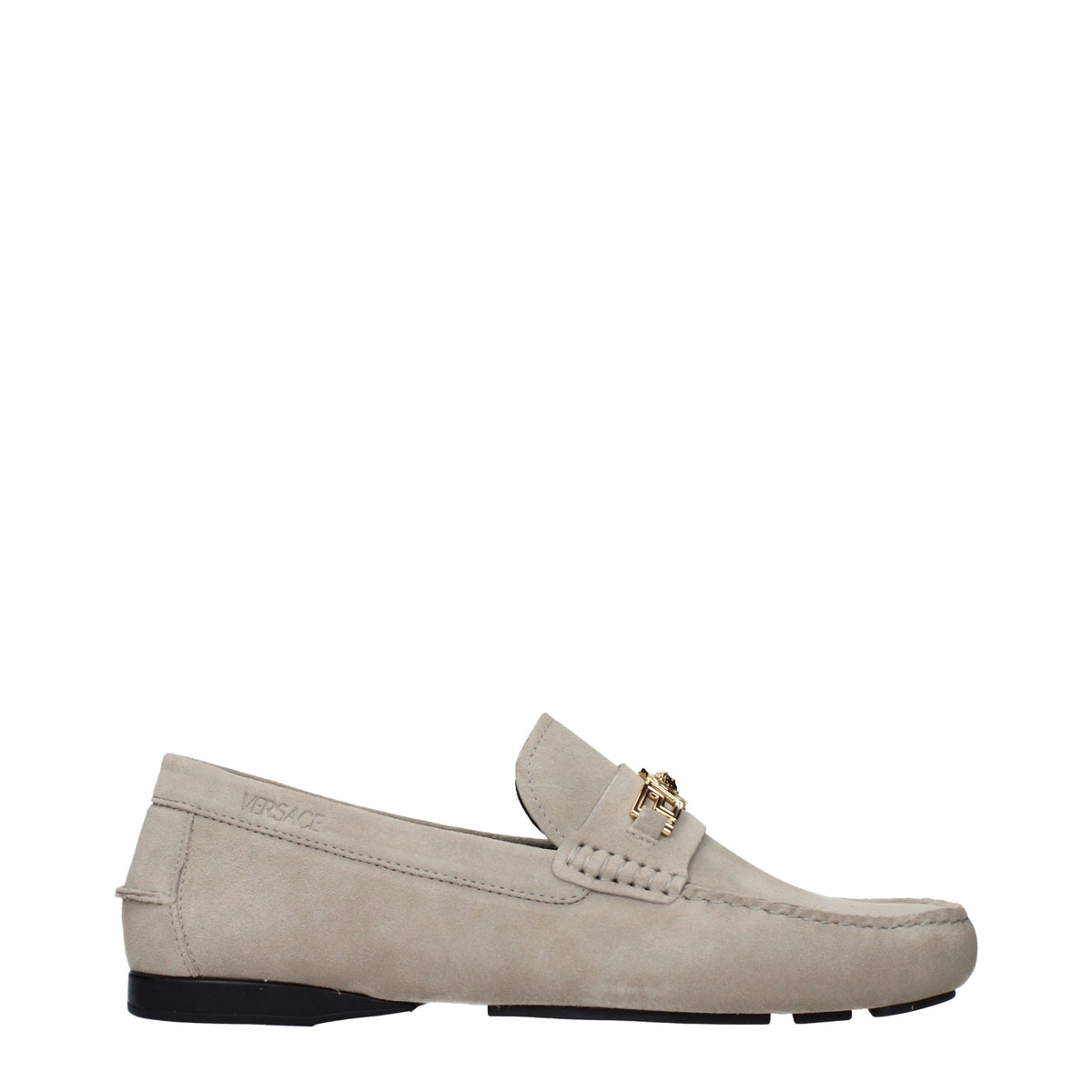 Gray Leather Slip-On Loafers