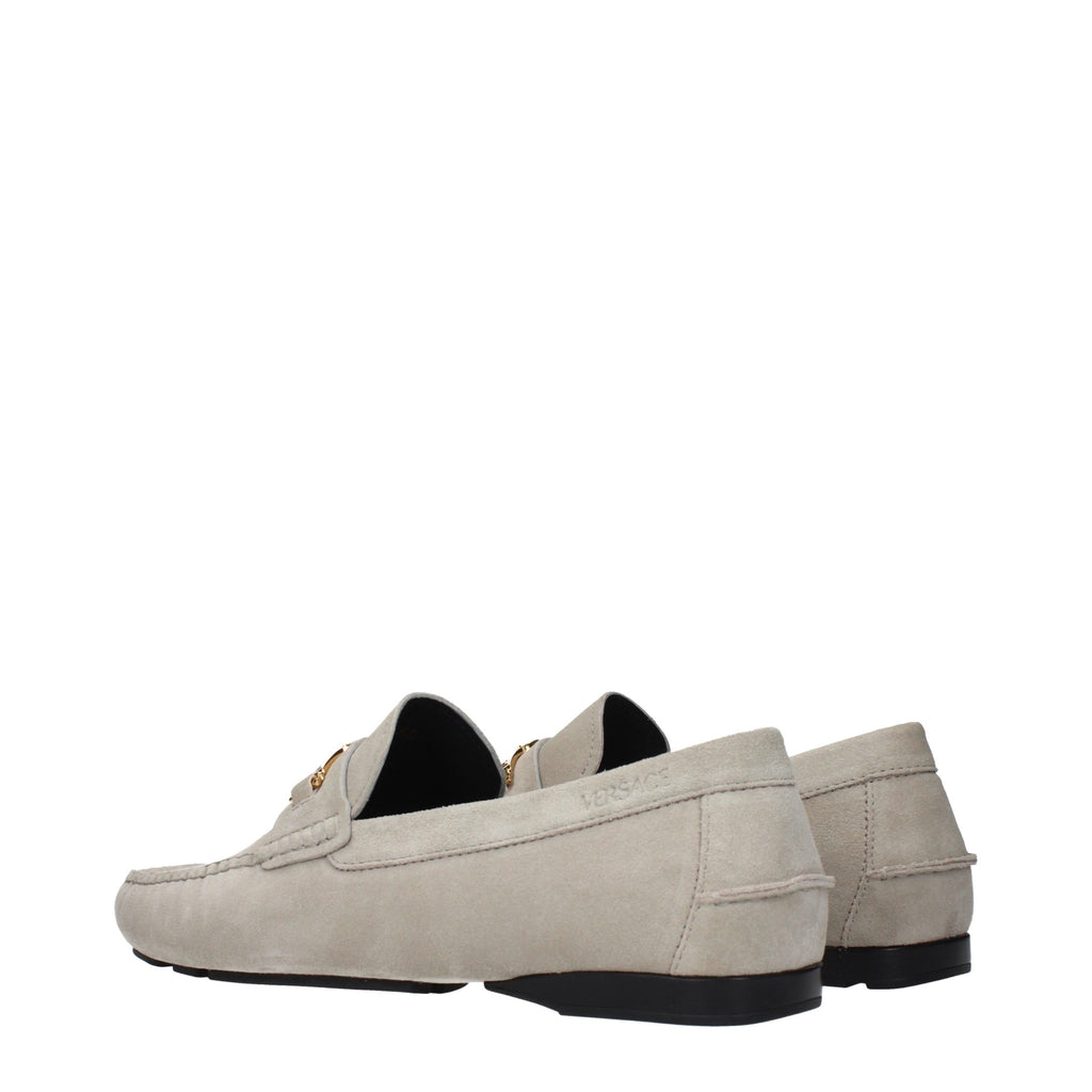 Gray Leather Slip-On Loafers