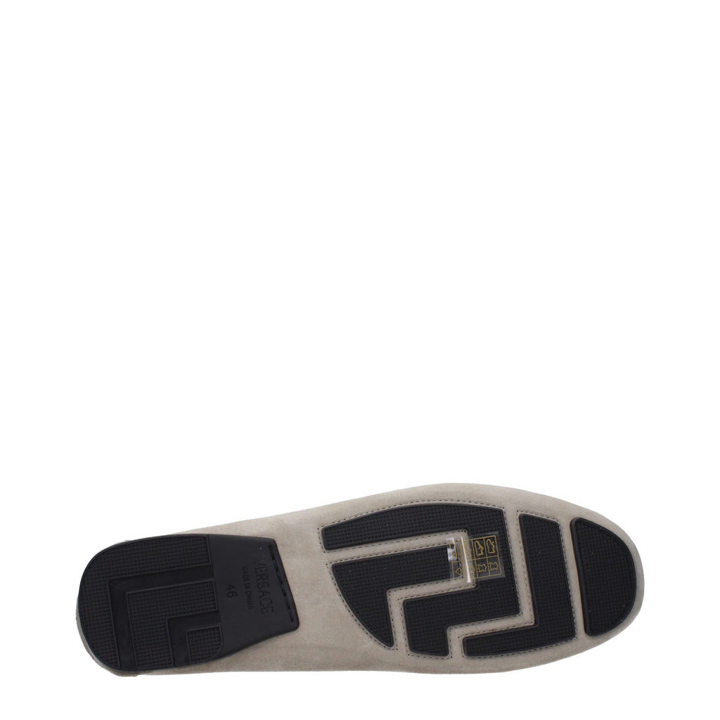 Gray Leather Slip-On Loafers