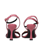 Pink Leather Stiletto Heel Sandals