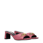 Pink Leather Flat Sandals