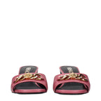 Pink Leather Flat Sandals