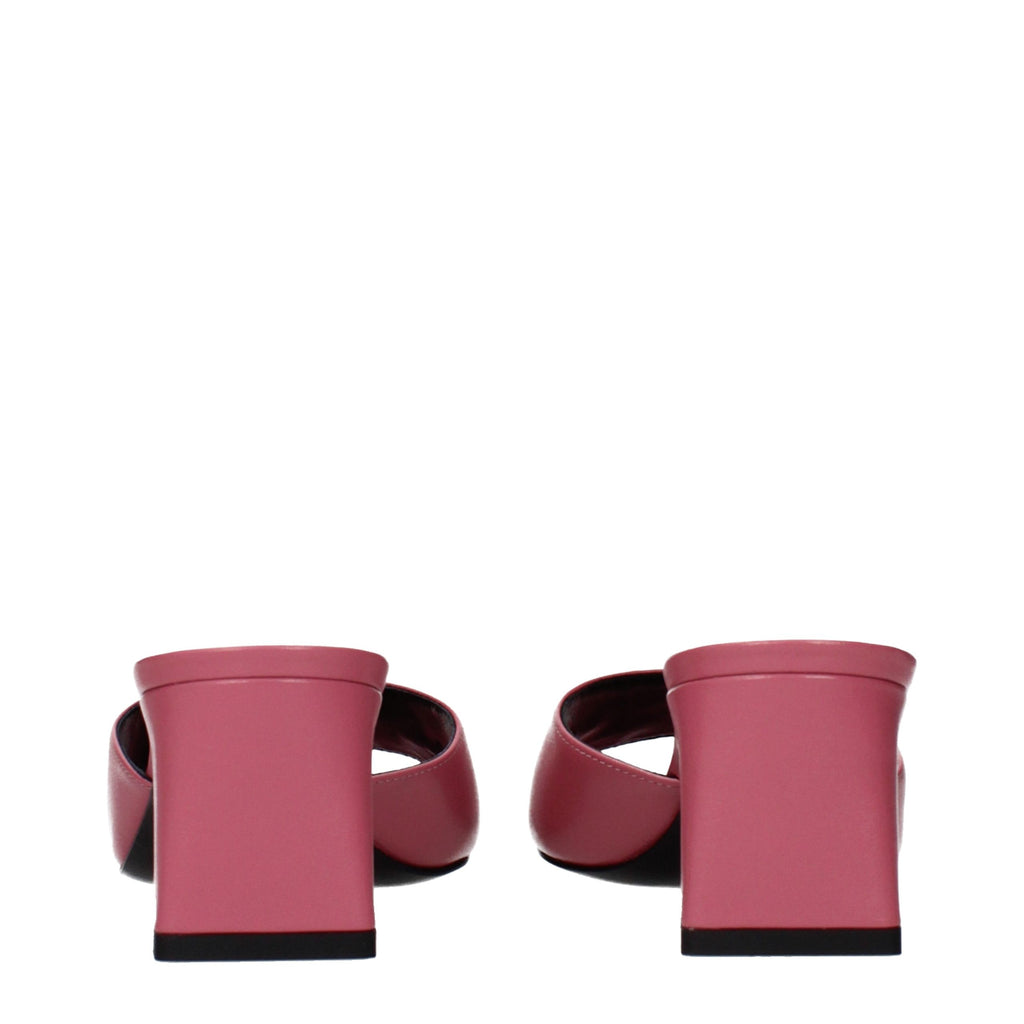 Pink Leather Flat Sandals