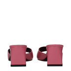 Pink Leather Flat Sandals
