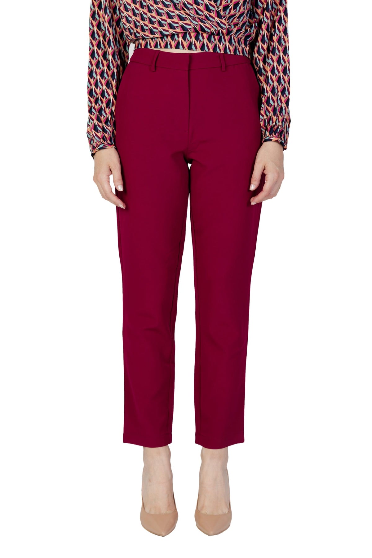 Bordeaux Polyester Dress Pants