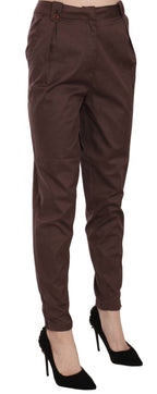 Brown High Waist Tapered Formal Trousers Pants