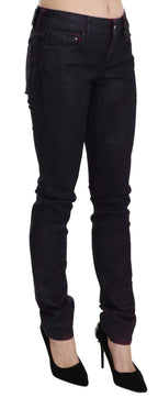 Black Cotton Low Waist Skinny Denim Pants