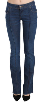 Blue Low Waist Boot Cut Denim Pants Jeans