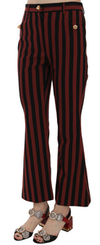 Black Amaranth Stripe Cropped Flared Pants