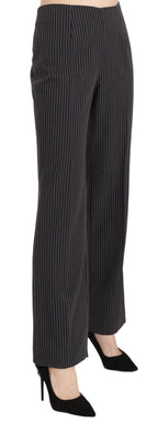 Black Striped Cotton Sretch Dress Trousers Pants