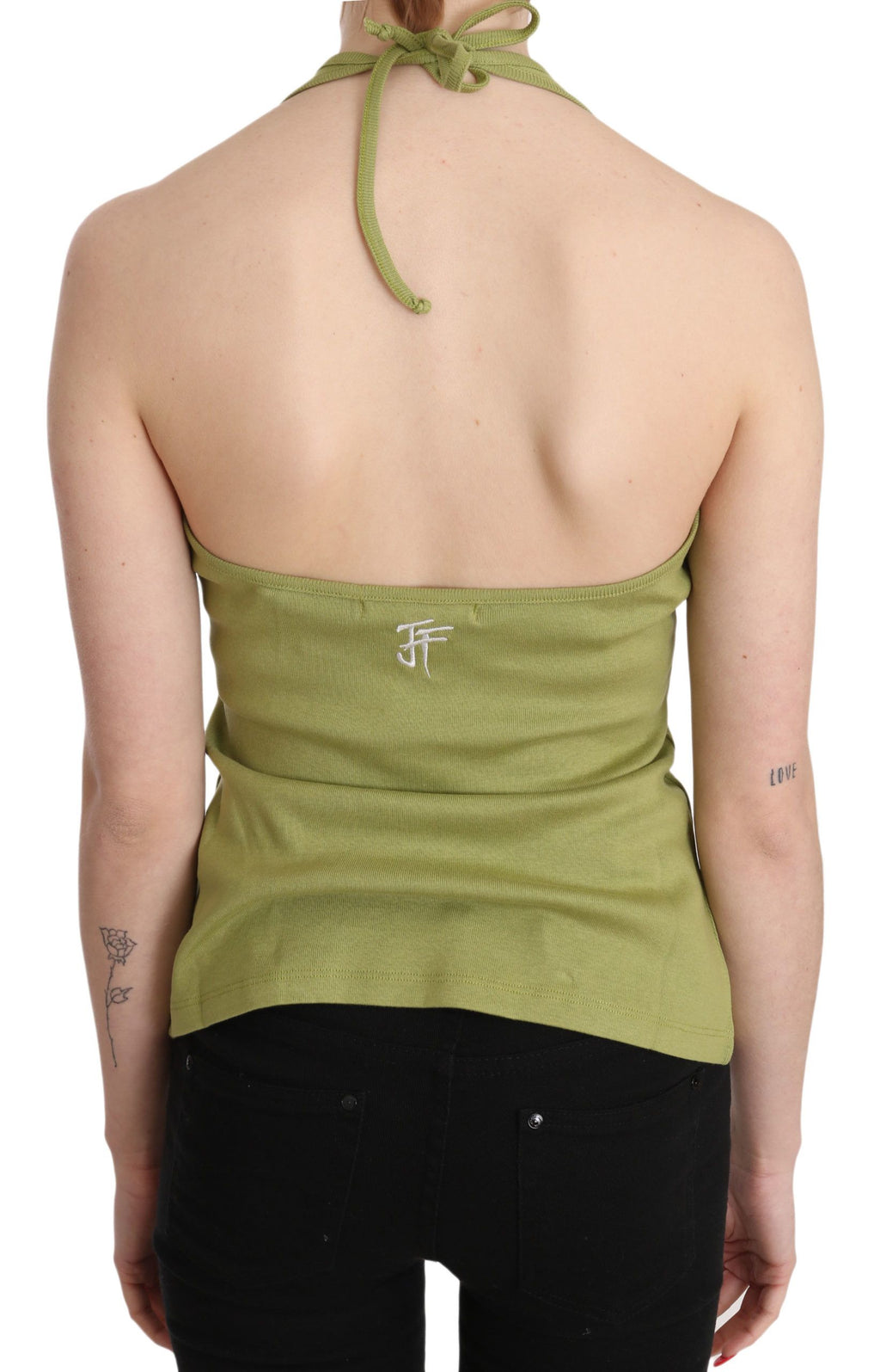 Green Halter Cotton Sleeveless Casual Tank Top Blouse