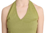 Green Halter Cotton Sleeveless Casual Tank Top Blouse