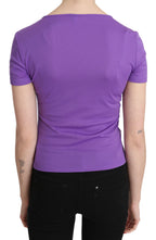Purple 100% Polyester Short Sleeve Top  Blouse