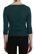 Blue Green Cotton 3/4 Sleeve Cardigan Top Blouse