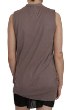 Brown 100% Cotton Sleeveless Cardigan Top Vest
