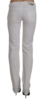 White Cotton Slim Fit Straight Jeans Pants