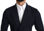 Dark Blue Dotted Double Breasted Coat Blazer