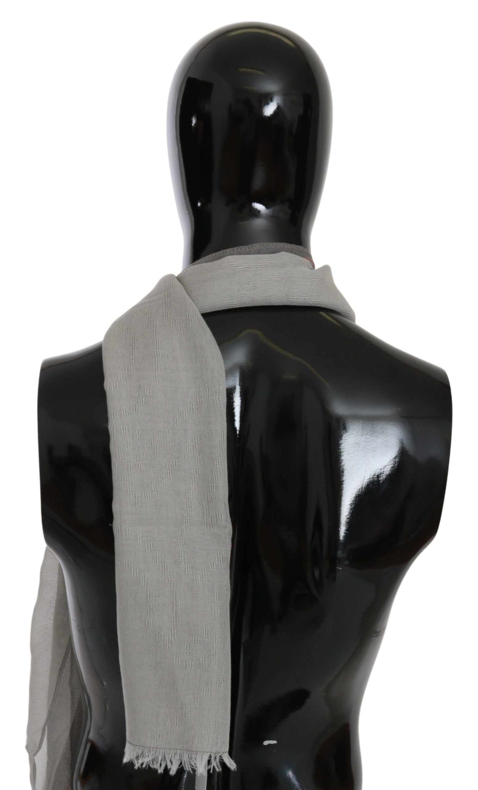 Gray Fringe Neck Wrap Cotton Scarf