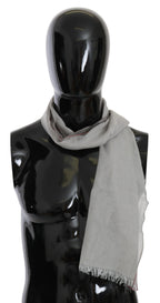 Gray Fringe Neck Wrap Cotton Scarf