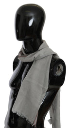 Gray Fringe Neck Wrap Cotton Scarf