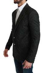 Gray Plaid Check Slim Fit Jacket Blazer