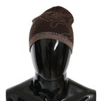 Beanie Brown Wool Blend Branded Hat
