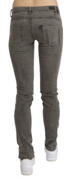 Gray Low Waist Skinny Denim Cotton Jeans