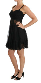 Black Silk Lace Dress Chemise Lingerie