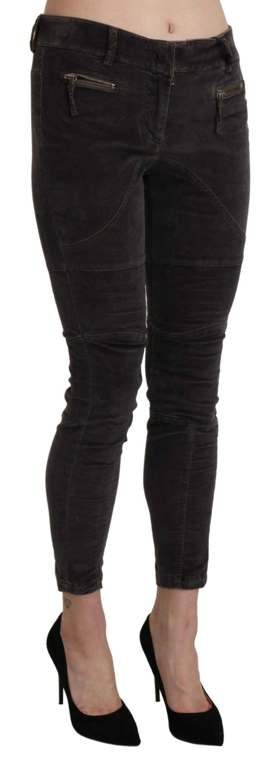 Brown Velvet Capri Cropped Cotton Pants