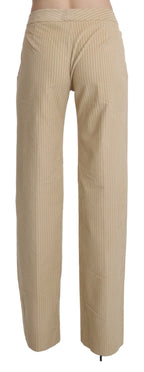 Beige High Waist Flared Wide Leg Trouser Pants