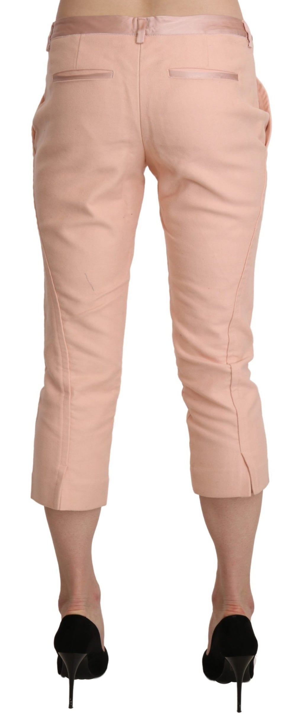 Pink Low Waist Skinny Cropped Capri Pants