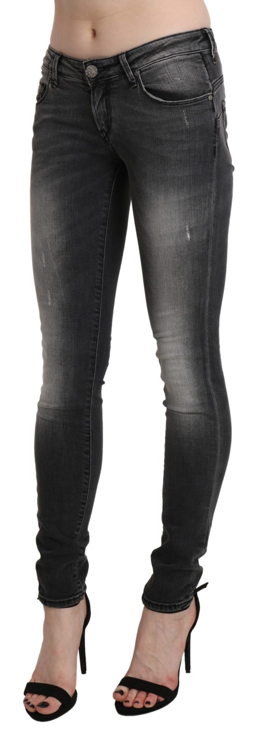 Black Gray Washed Skinny Trouser Cotton Jeans