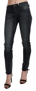 Black Washed Low Waist Skinny Denim Trouser