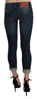 Blue Washed Low Waist Skinny Cropped Denim pant