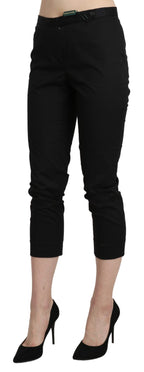 Black High Waist Skinny Cropped Dress Trouser Pants