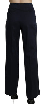 Navy Blue High Waist Straight Dress Trouser Pants