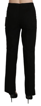 Black High Waist Straight Dress Trouser Pant