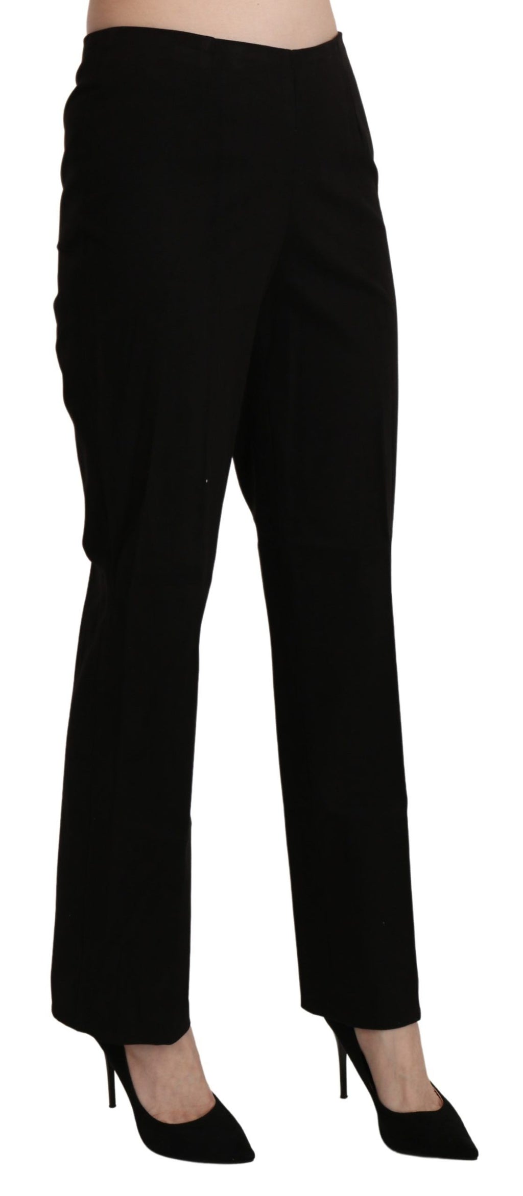 Black High Waist Straight Dress Trouser Pant