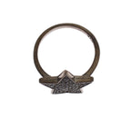 Black CZ Star 925 Silver Womens Ring