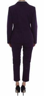 Purple Striped Stretch Coat Blazer Pants Suit